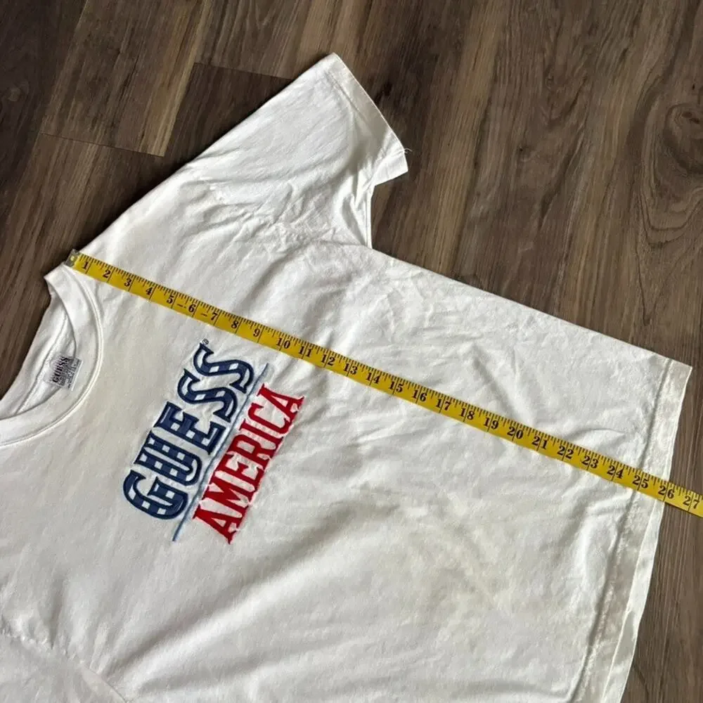 Vintage Guess Jeans T-Shirt Men's Size M White 1990s America Embroidered - Picture 5 of 8